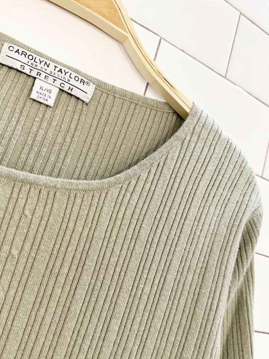 vintage 00s carolyn taylor ribbed lettuce hem knit tee - good market thrift store