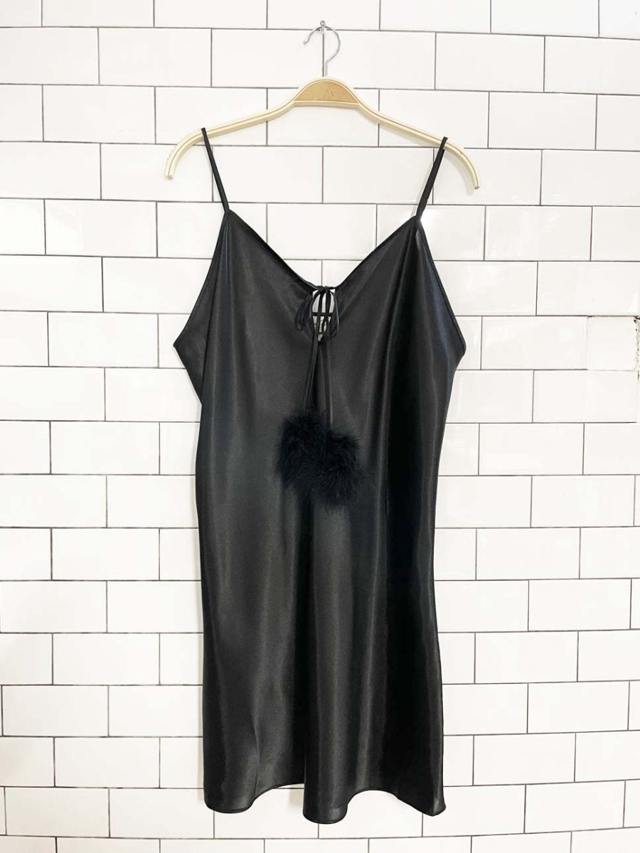 vintage 00s carroll reed feather tie slip mini dress - good market thrift store