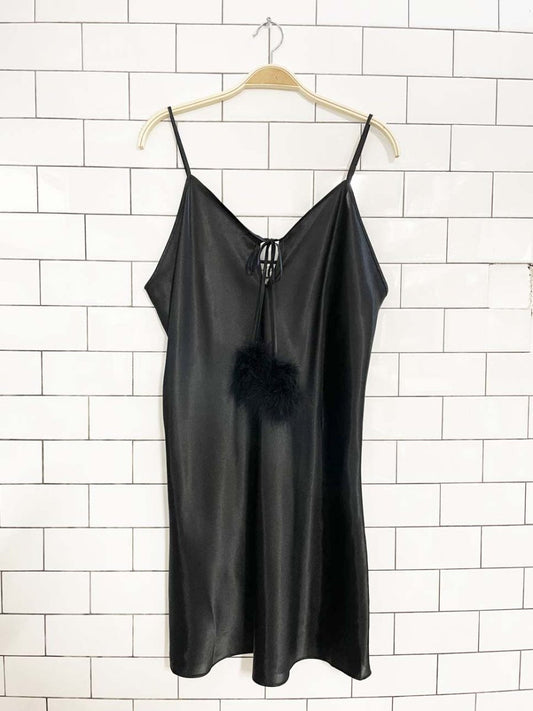vintage 00s carroll reed feather tie slip mini dress - good market thrift store