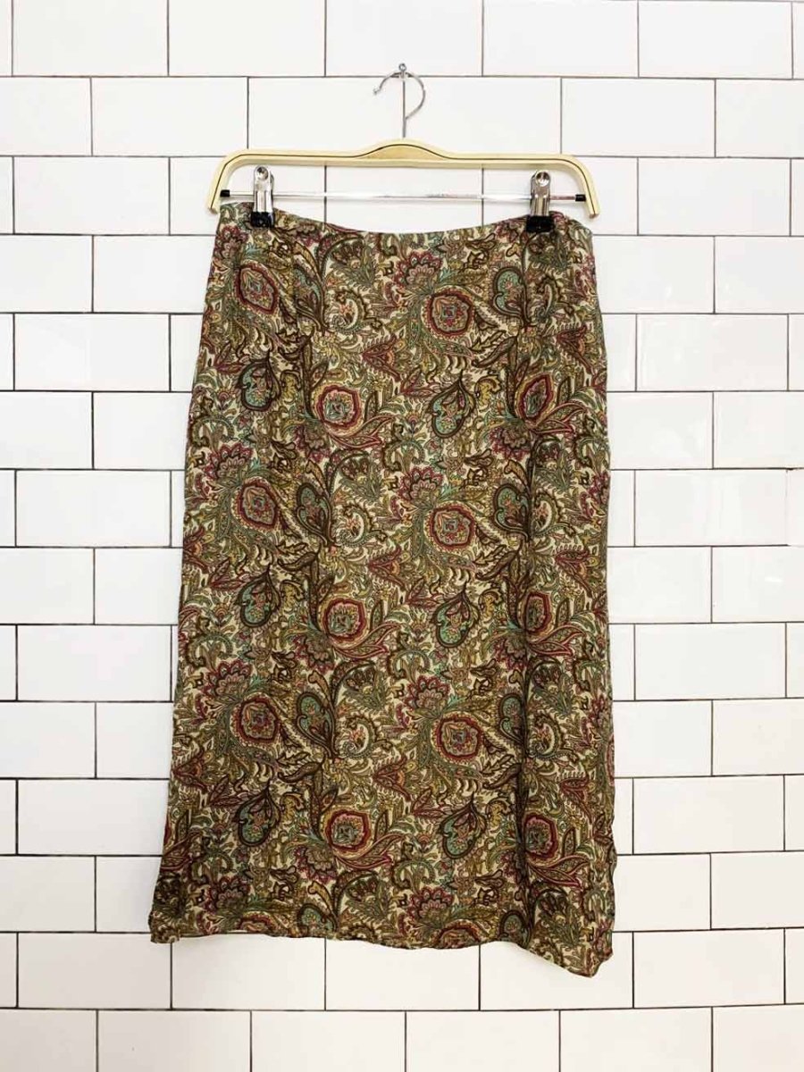 vintage 00s charter club 100% silk paisley midi skirt - good market thrift store