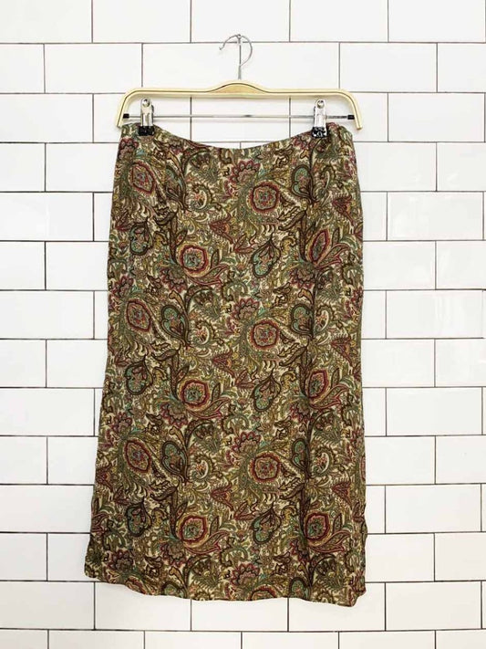 vintage 00s charter club 100% silk paisley midi skirt - good market thrift store