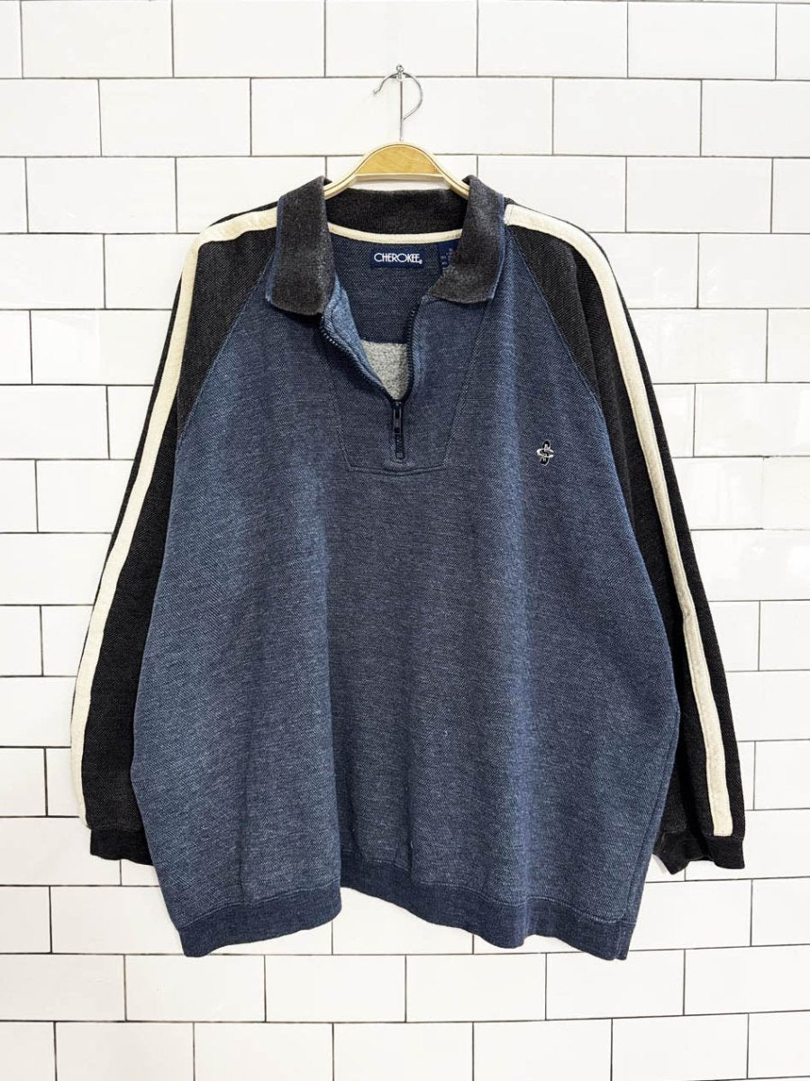 vintage 00s cherokee half zip colour block sweatshirt - good market thrift store