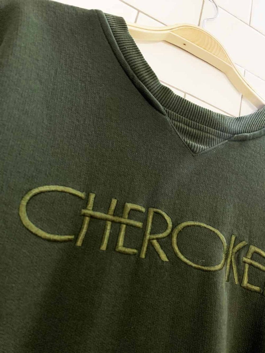 vintage 00s cherokee spell out cottage sweatshirt - good market thrift store