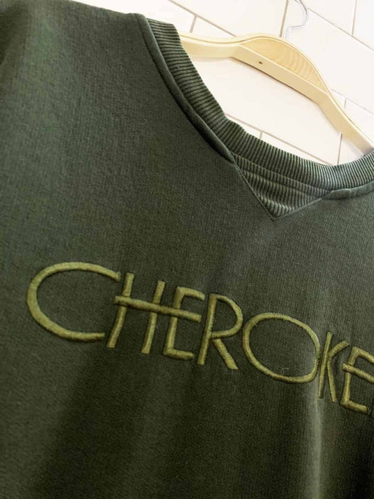 vintage 00s cherokee spell out cottage sweatshirt - good market thrift store