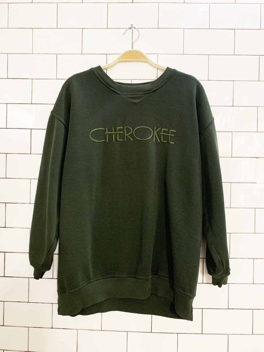 vintage 00s cherokee spell out cottage sweatshirt - good market thrift store