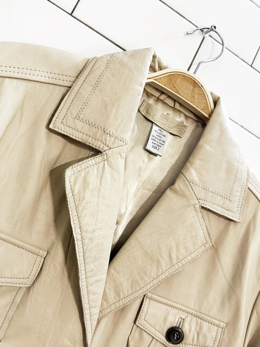 vintage 00s chico's butter leather safari jacket - good market thrift store