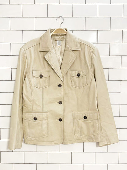 vintage 00s chico's butter leather safari jacket - good market thrift store