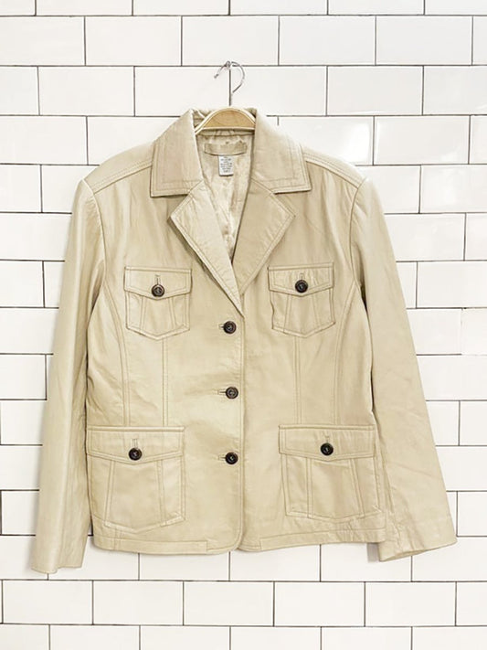vintage 00s chico's butter leather safari jacket - good market thrift store