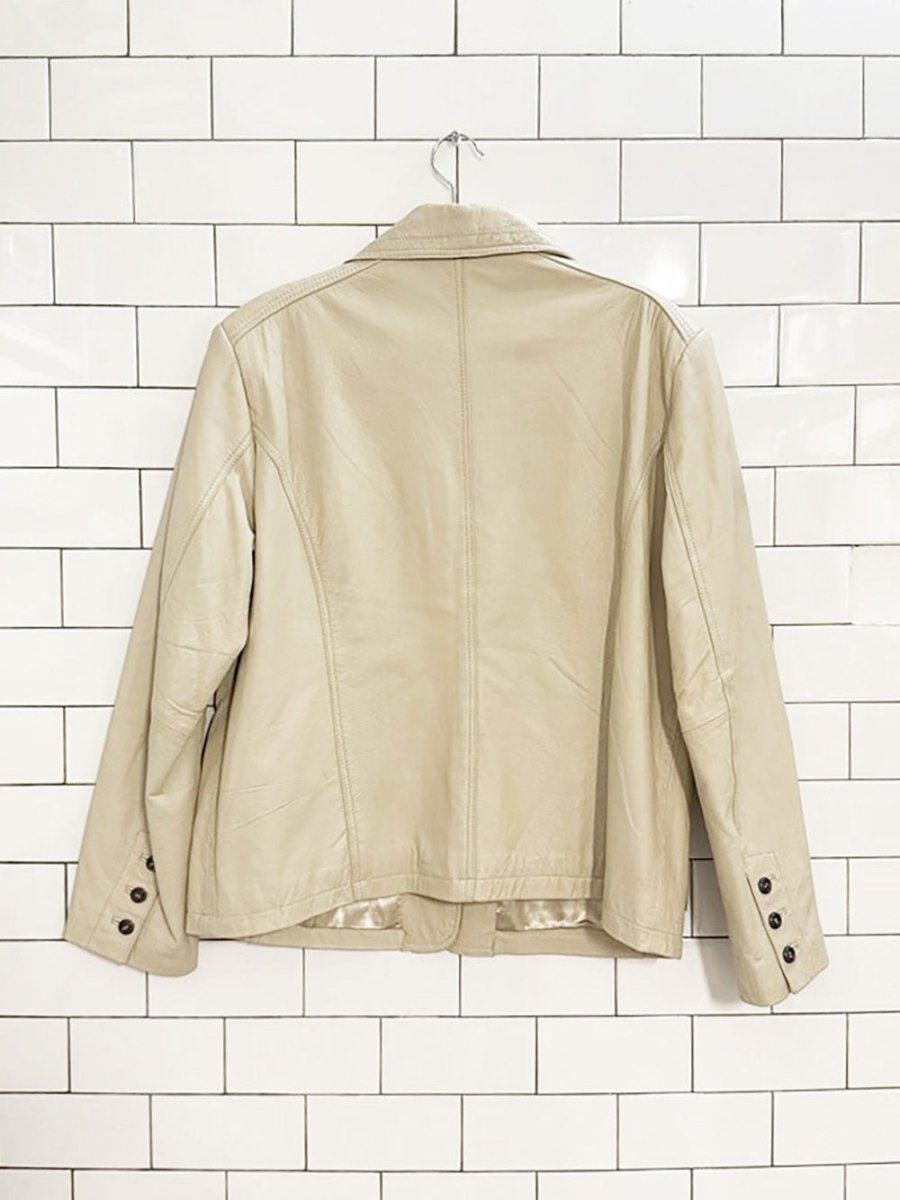 vintage 00s chico's butter leather safari jacket - good market thrift store