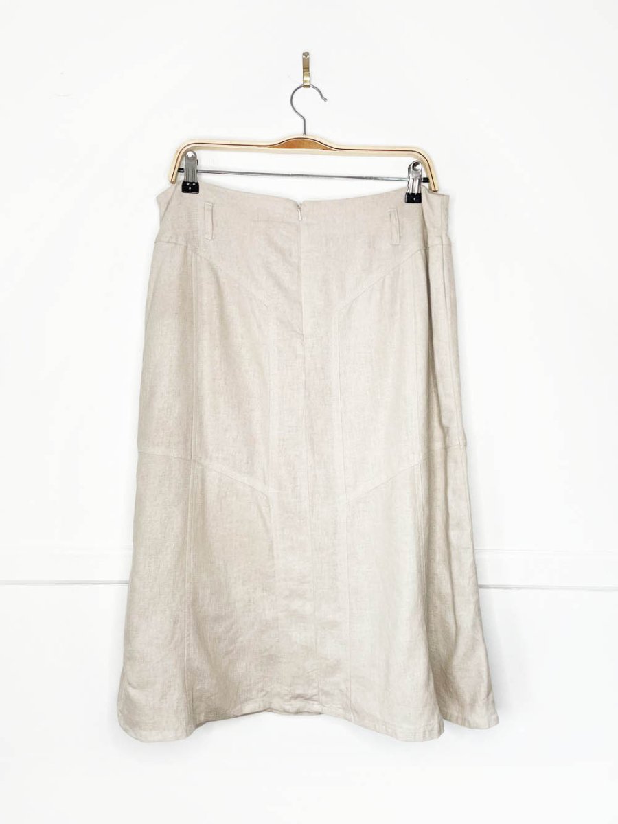 vintage 00s christopher & banks linen - blend midi skirt - good market thrift store