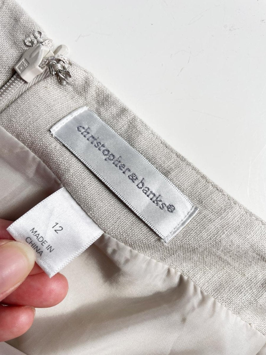 vintage 00s christopher & banks linen - blend midi skirt - good market thrift store