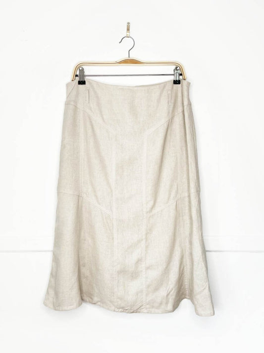 vintage 00s christopher & banks linen - blend midi skirt - good market thrift store