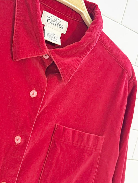 vintage 00s cleo velvet full button shirt - good market thrift store