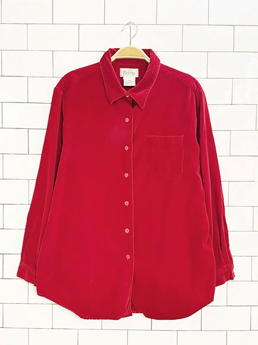 vintage 00s cleo velvet full button shirt - good market thrift store