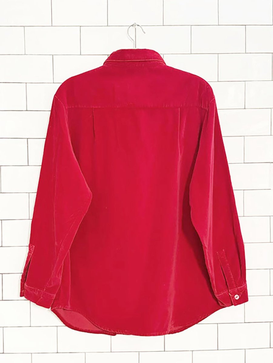 vintage 00s cleo velvet full button shirt - good market thrift store