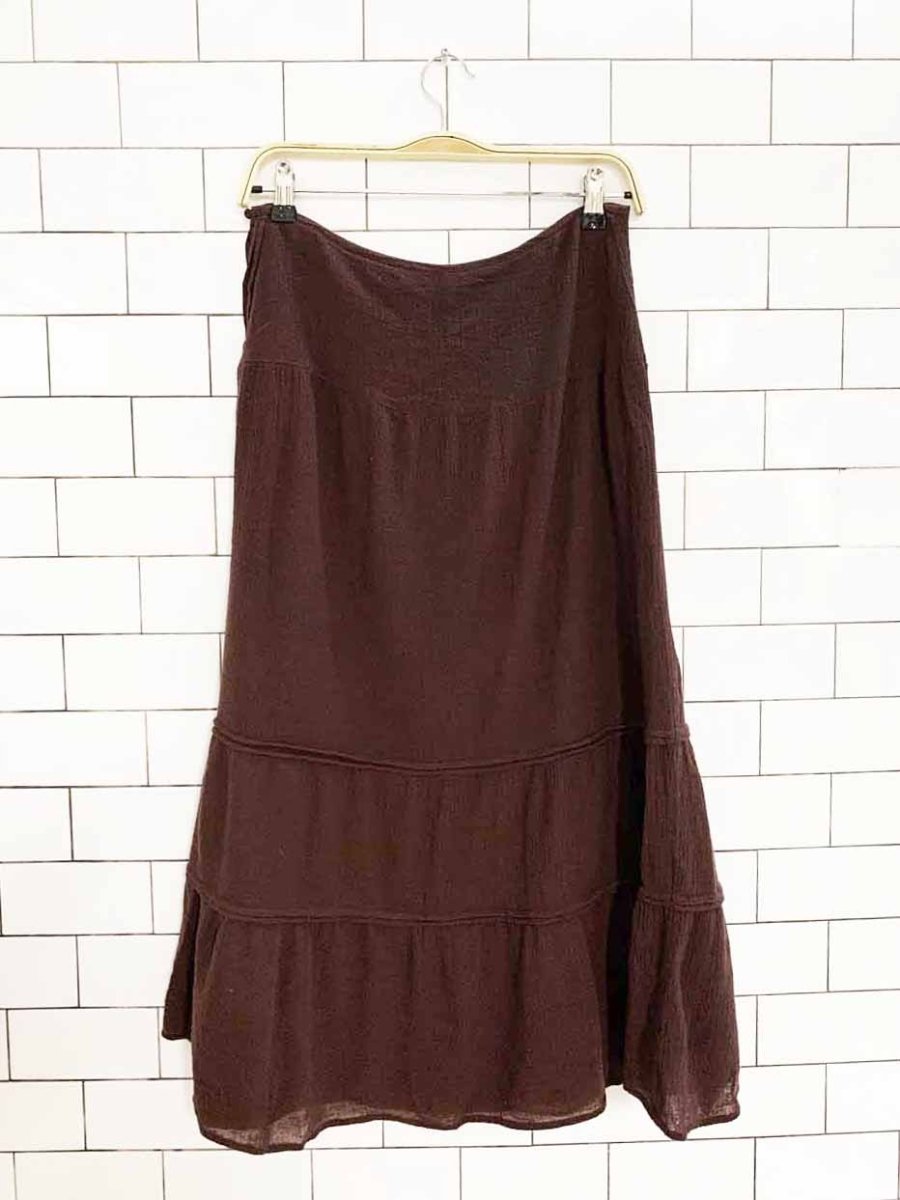 vintage 00s club monaco 100% wool boho tiered midi skirt - good market thrift store