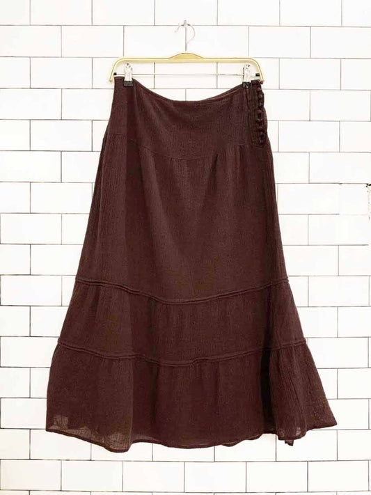 vintage 00s club monaco 100% wool boho tiered midi skirt - good market thrift store