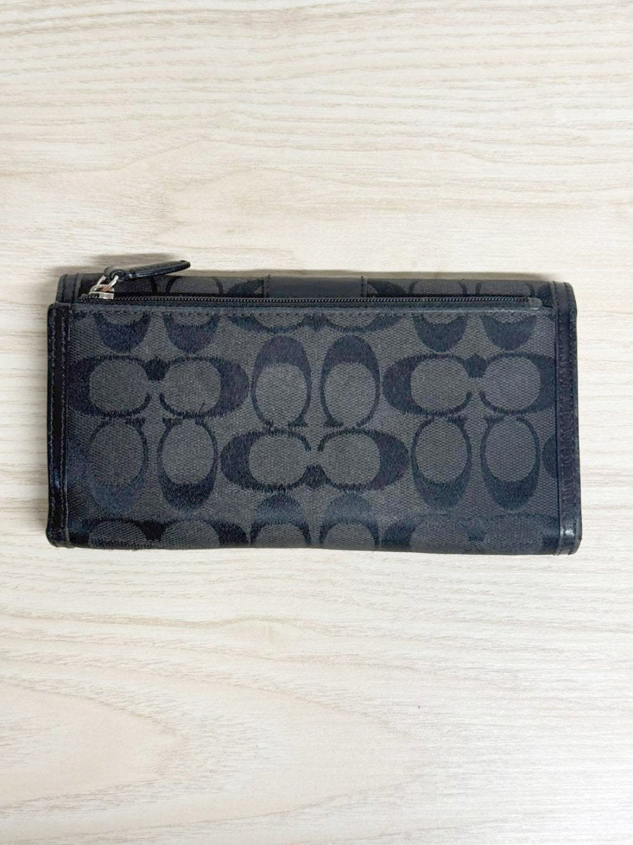 vintage 00s coach leather monogram three panel canvas wallet - good market thrift store