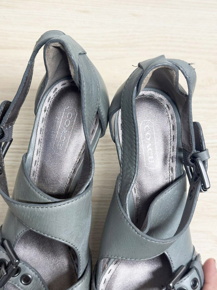 vintage 00s coach leather strappy wedge heels - good market thrift store