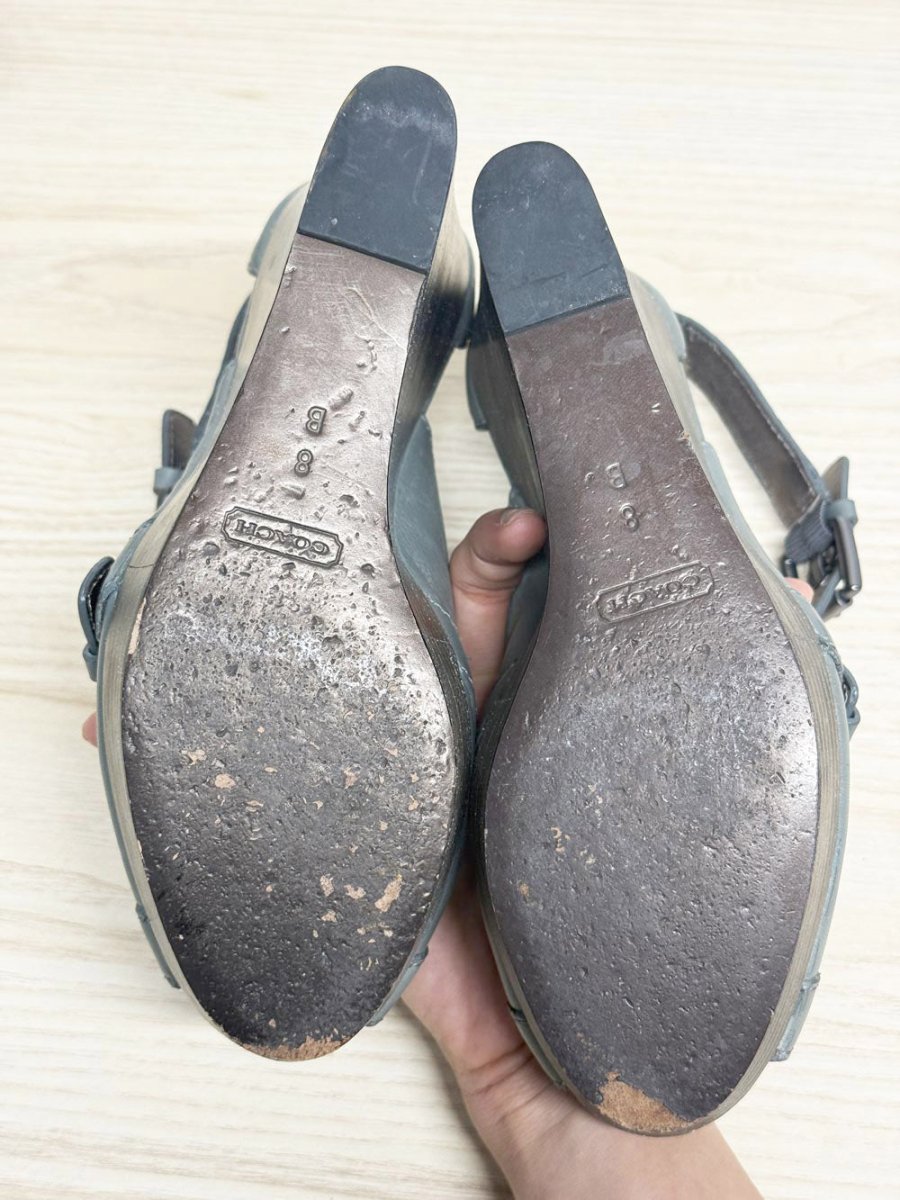vintage 00s coach leather strappy wedge heels - good market thrift store