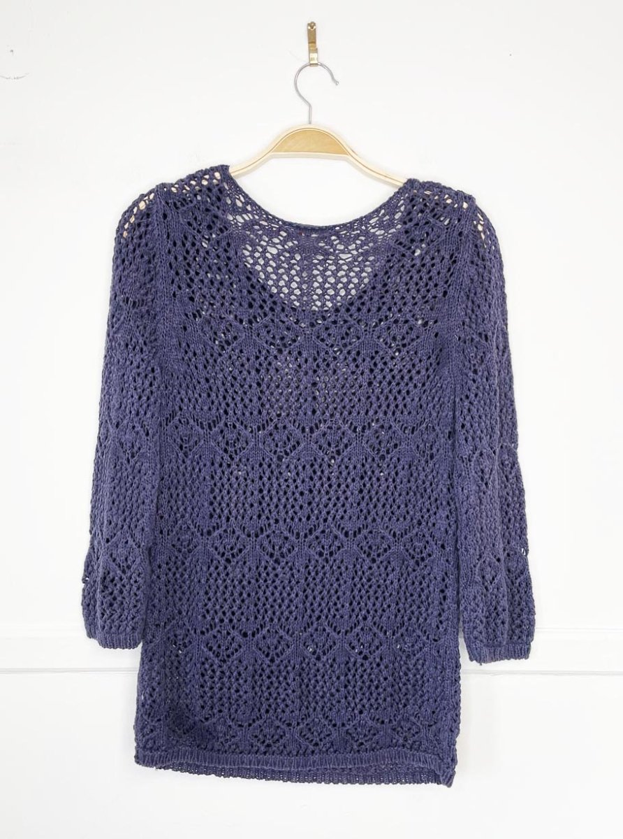 vintage 00s coldwater creek crochet knit long sleeve top - good market thrift store