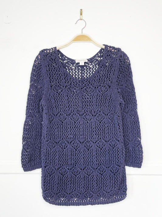 vintage 00s coldwater creek crochet knit long sleeve top - good market thrift store