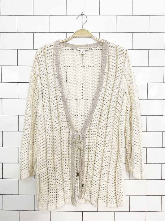 vintage 00s coldwater creek loose knit tie front cardigan - good market thrift store