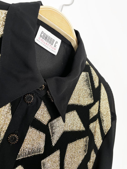 vintage 00s conrad c metallic chiffon blouse | made in Canada - good market thrift store