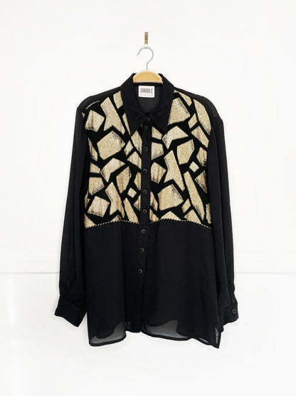 vintage 00s conrad c metallic chiffon blouse | made in Canada - good market thrift store