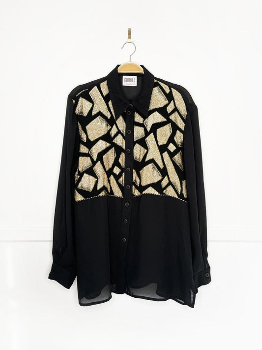 vintage 00s conrad c metallic chiffon blouse | made in Canada - good market thrift store