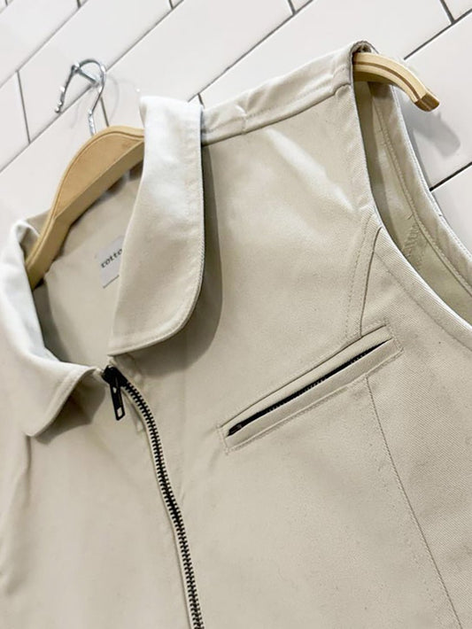 vintage 00s cotton casual full zip vest top - good market thrift store