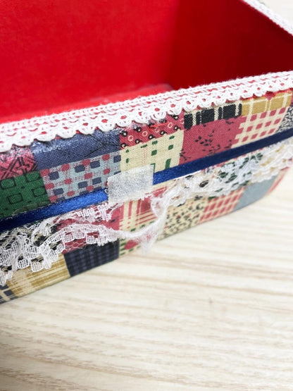 vintage 00s country home plaid hearts mini basket - good market thrift store