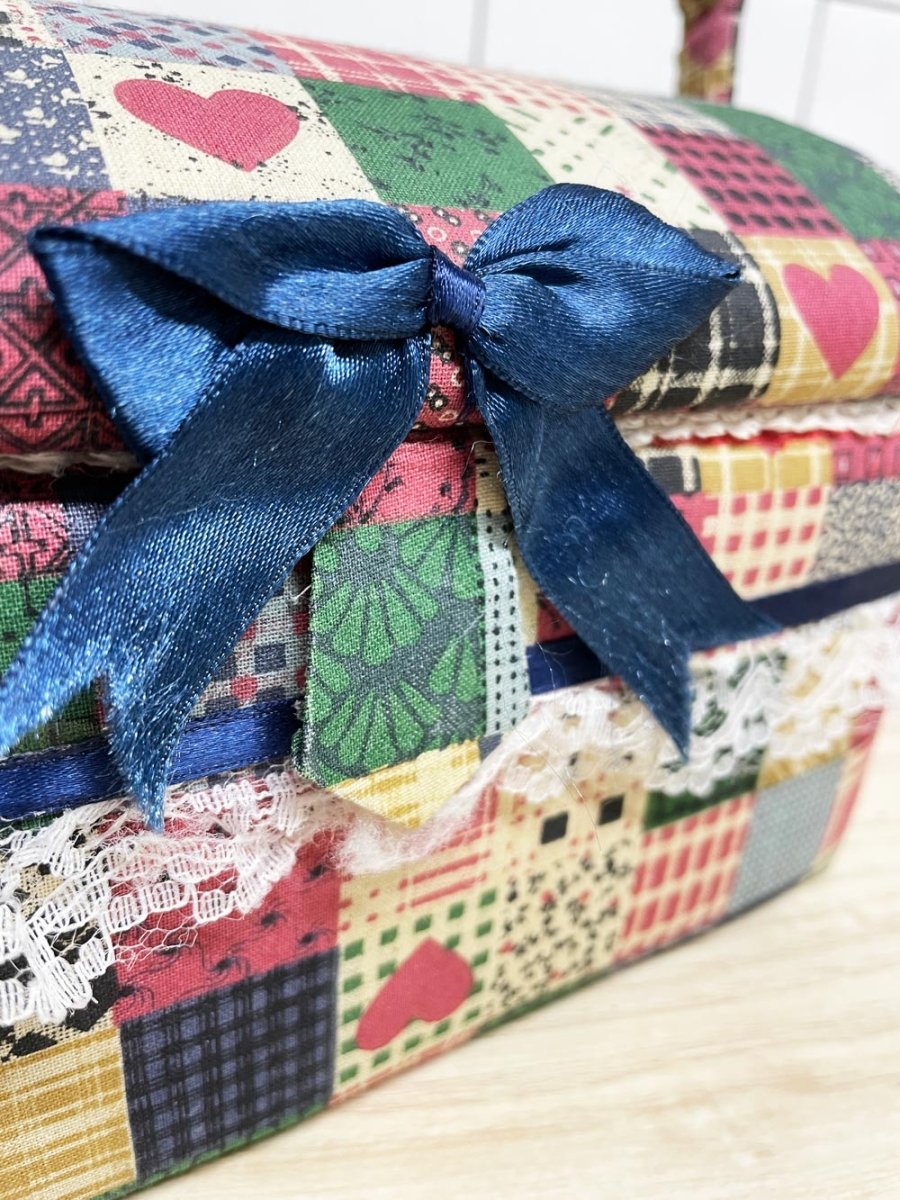 vintage 00s country home plaid hearts mini basket - good market thrift store