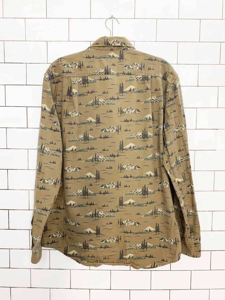 vintage 00s croft & barrow mountain print full button shirt - good market thrift store