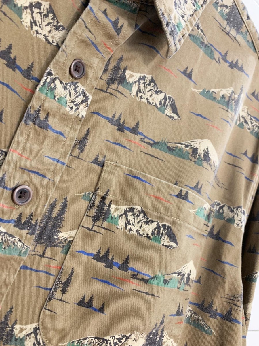 vintage 00s croft & barrow mountain print full button shirt - good market thrift store