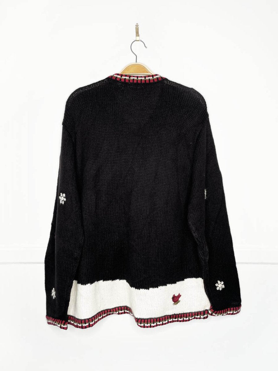 vintage 00s croft & barrow santa + reindeer full zip knit cardigan - good market thrift store