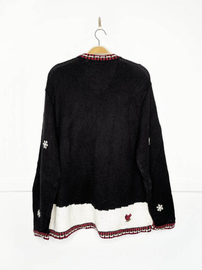 vintage 00s croft & barrow santa + reindeer full zip knit cardigan - good market thrift store