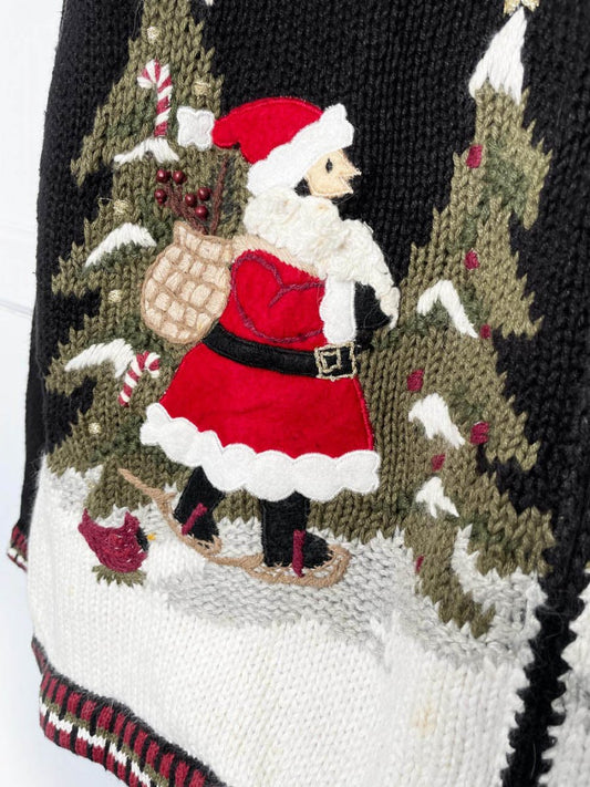 vintage 00s croft & barrow santa + reindeer full zip knit cardigan - good market thrift store