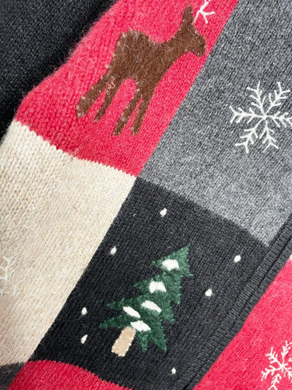 vintage 00s croft & barrow wool - blend winter patchwork knit cardigan - good market thrift store