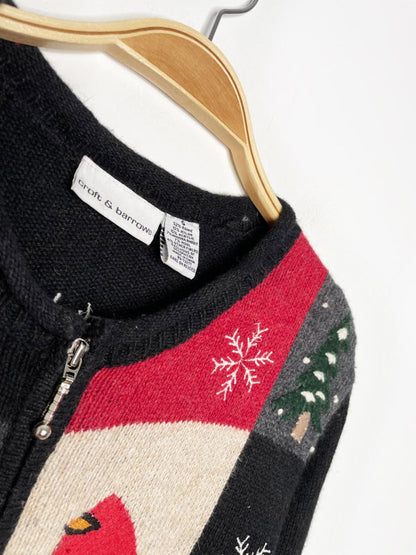 vintage 00s croft & barrow wool - blend winter patchwork knit cardigan - good market thrift store