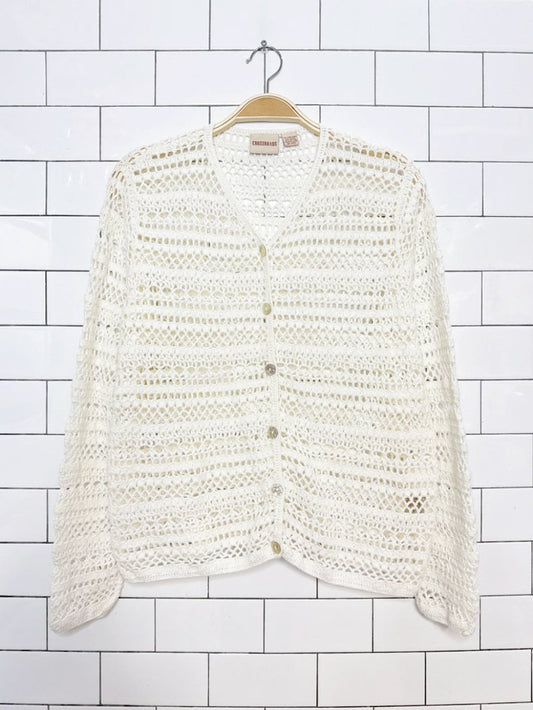 vintage 00s crossroads crochet knit cardigan top - good market thrift store