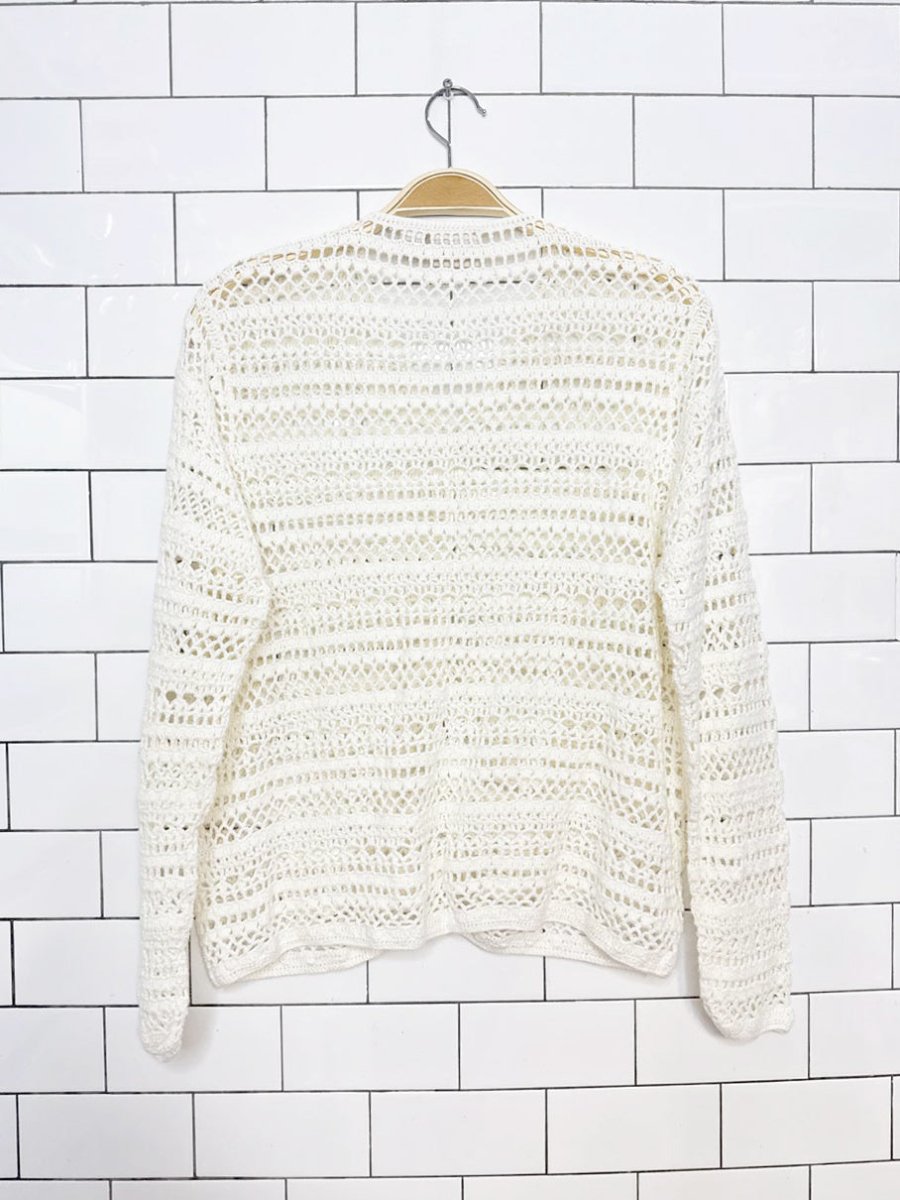 vintage 00s crossroads crochet knit cardigan top - good market thrift store