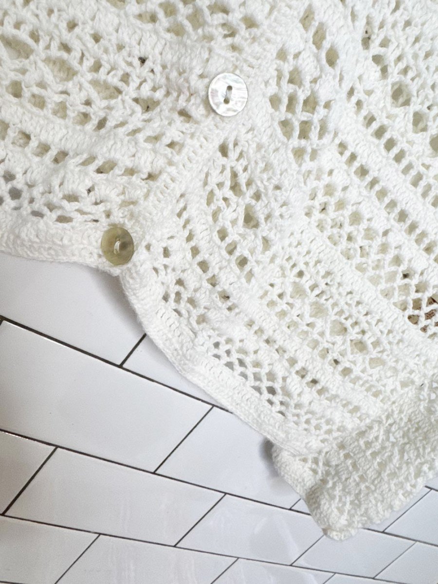 vintage 00s crossroads crochet knit cardigan top - good market thrift store