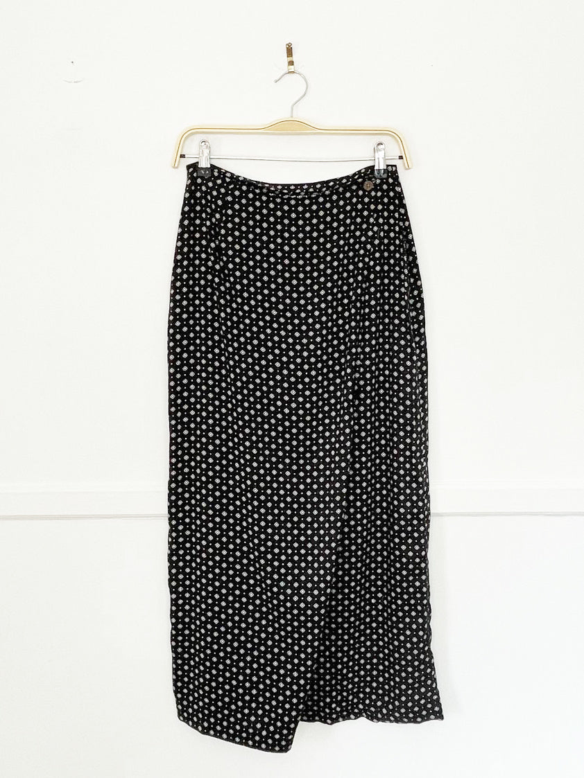 vintage 00s daniel hetcher micro floral wrap midi skirt | made in canada - good market thrift store