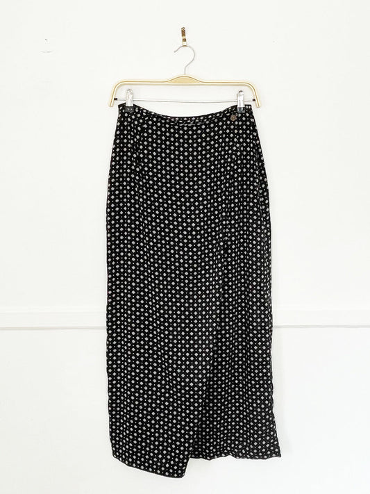 vintage 00s daniel hetcher micro floral wrap midi skirt | made in canada - good market thrift store