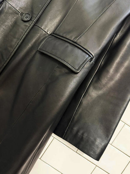 vintage 00s danier italian leather long jacket | cashmere - wool lining - good market thrift store