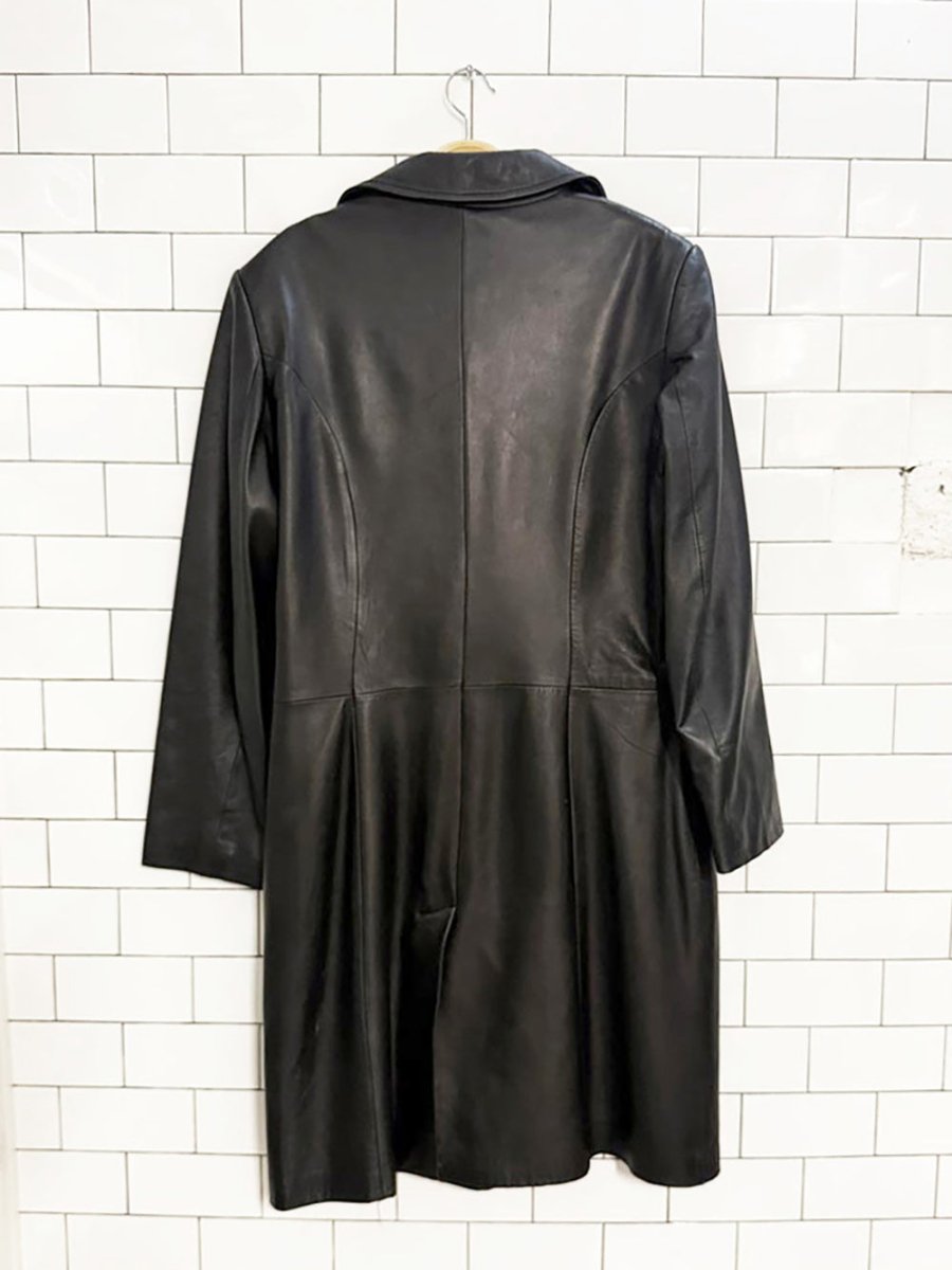 vintage 00s danier italian leather long jacket | cashmere - wool lining - good market thrift store