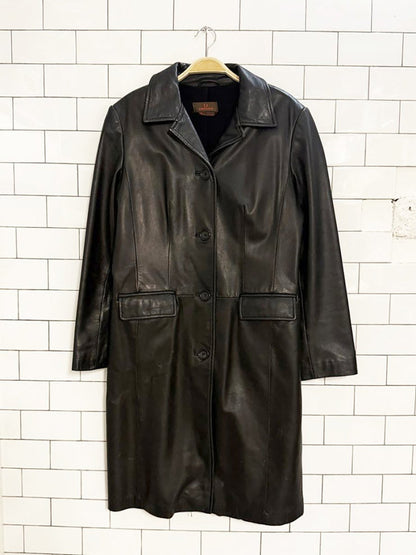 vintage 00s danier italian leather long jacket | cashmere - wool lining - good market thrift store