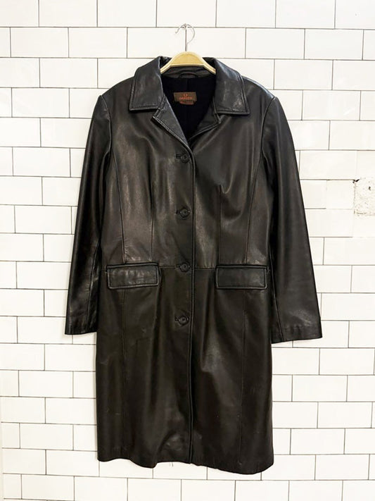 vintage 00s danier italian leather long jacket | cashmere - wool lining - good market thrift store