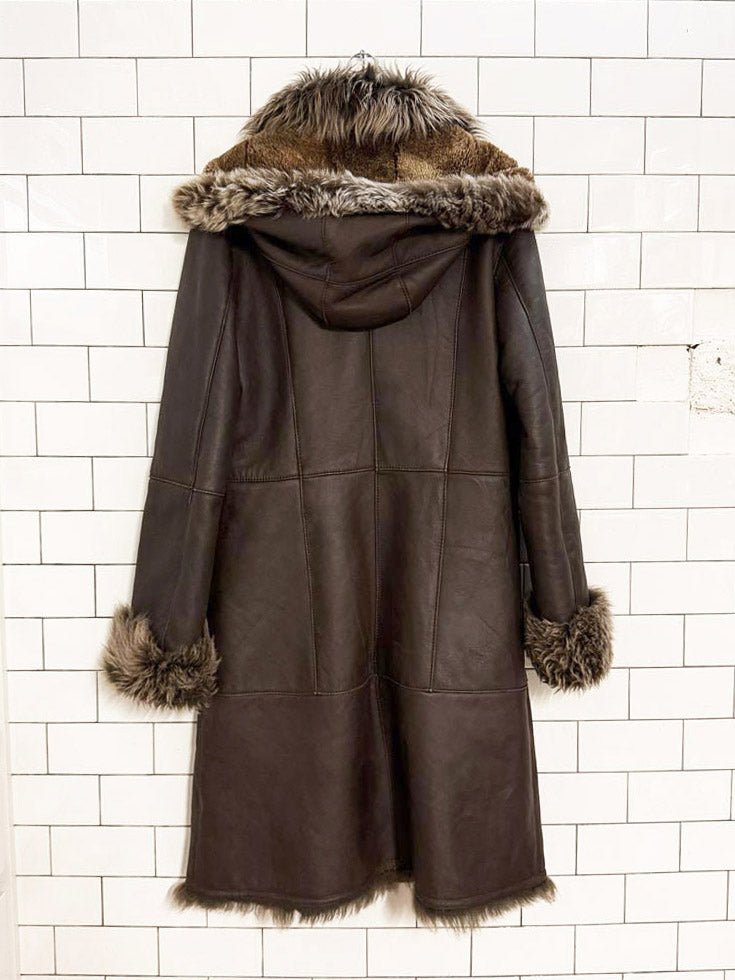 vintage 00s danier sheepskin penny lane hooded fur coat - good market thrift store